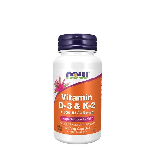 Now Foods Vitamin D-3 & K-2 (120 Veg Capsules)