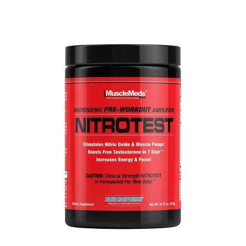 MuscleMeds Nitrotest - 2 in 1 Pre-Workout + Test Booster (474 g, Blue Raspberry)