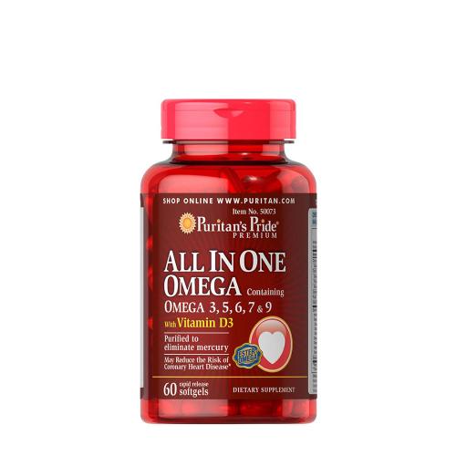 Puritan's Pride All In One Omega 3, 5, 6, 7 & 9 with Vitamin D3 (60 Softgels)