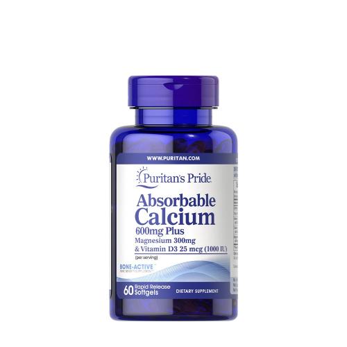 Puritan's Pride Absorbable Calcium 600mg plus Magnesium 300mg & Vitamin D 1000IU (60 Softgels)