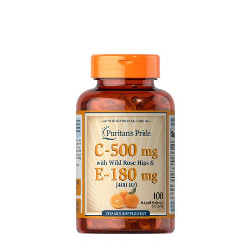 Puritan's Pride Vitamin C & E 500 mg/400 IU with Rose Hips (100 Softgels)