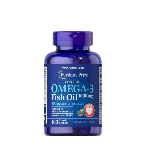 Puritan's Pride Omega-3 Fish Oil Coated 1000 mg (300 mg Active Omega-3) (100 Softgels)
