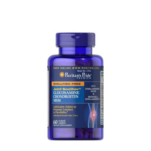 Puritan's Pride Joint Soother® Glucosamine, Chondroitin & MSM with Hyaluronic Acid & Collagen (60 Caplets)