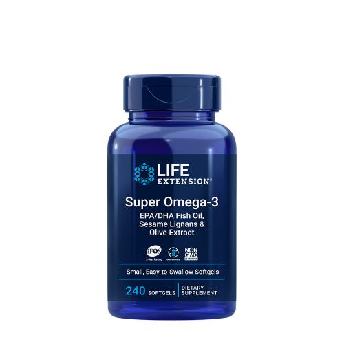 Life Extension Super Omega-3 Plus EPA/DHA Fish Oil, Sesame Lignans, Olive Extract (240 Softgels)