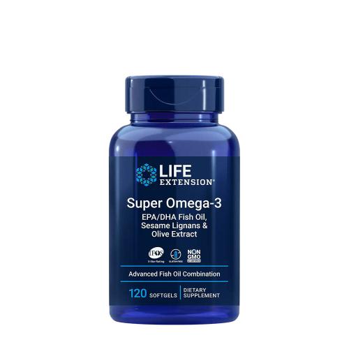 Life Extension Super Omega-3 Plus EPA/DHA Fish Oil, Sesame Lignans, Olive Extract (120 Softgels)