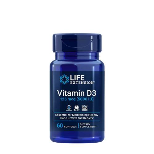 Life Extension Vitamin D3 125 mcg (5000 IU) (60 Softgels)