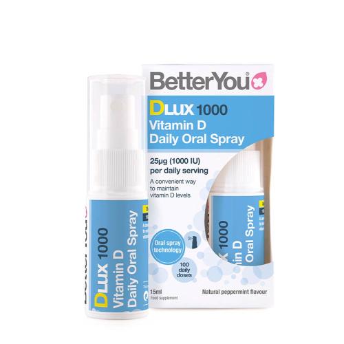 BetterYou Dlux Daily Vitamin D 1000 IU Oral Spray (15 ml, Natural Peppermint)
