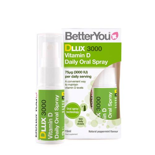 BetterYou Dlux Daily Vitamin D 3000 IU Oral Spray  (15 ml, Natural Peppermint)