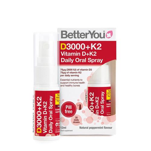 BetterYou Dlux+ Vitamin D+K2 Daily Oral Spray  (12 ml, Natural Peppermint)