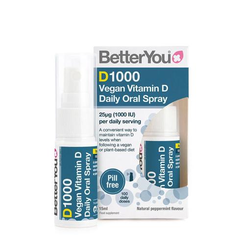 BetterYou Dlux 1000 Vegan Vitamin D Oral Spray  (15 ml, Natural Peppermint)