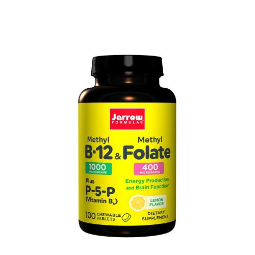 Jarrow Formulas Methyl B-12 & Methyl Folate 400 mcg (100 Chewable Tablets, Lemon)