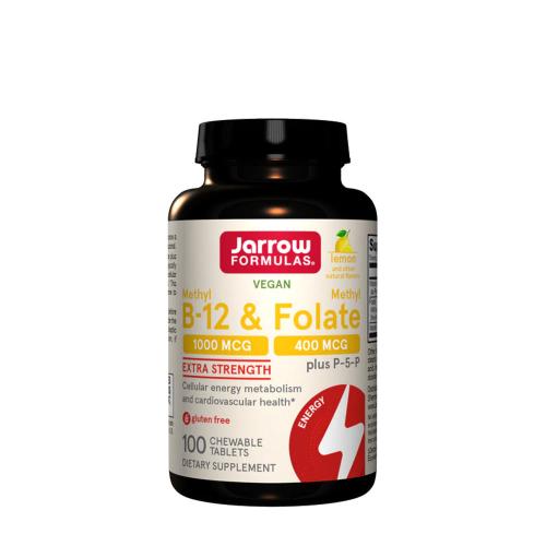 Jarrow Formulas Methyl B-12 & Methyl Folate 400 mcg (100 Chewable Tablets, Lemon)