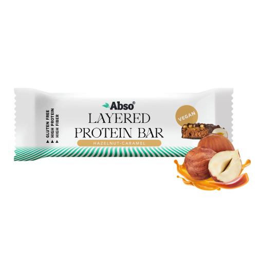 AbsoRICE AbsoBAR Layered Protein Bar - Vegan Protein Bar (50 g, Hazelnut - Caramel)