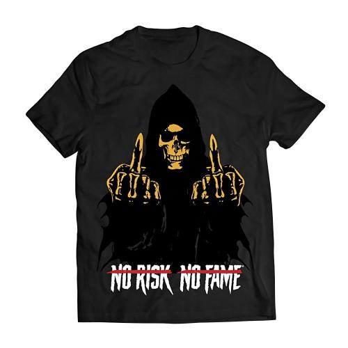 Skull Labs No Risk, No Fame T-Shirt (XXL, Black / Gold)
