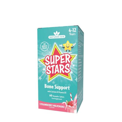 Natures Aid Super Stars Bone Support - Strawberry Milkshake Flavor (60 Chewable Tablets)