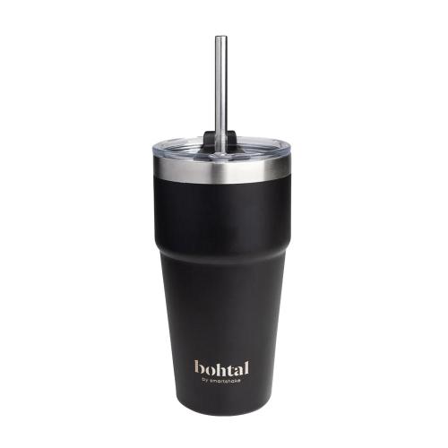 SmartShake Bohtal Double Insulated Travel Mug With Straw (600 ml, Black)