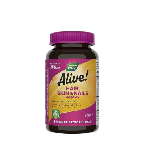 Natures Way Alive!® Hair, Skin & Nails Gummies (60 Gummies, Strawberry)